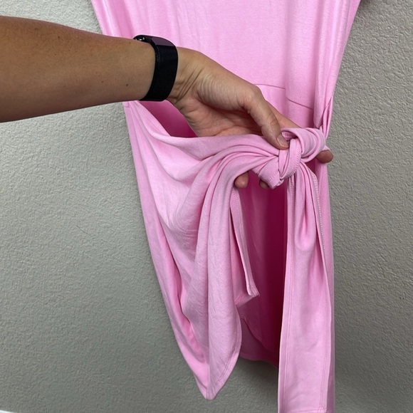 New French Connection Short Sleeve Wrap T Shirt Dress Lilac Sachet Pink Sz M - Picture 4 of 11